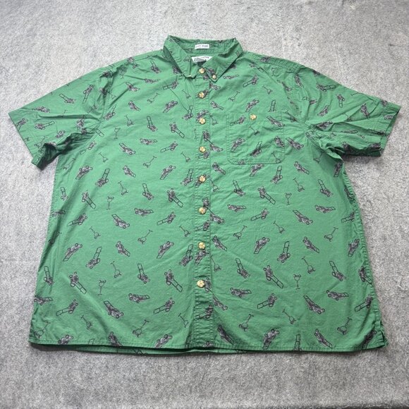 Duluth Trading Untucked Shirt Men 2XLT Green Lawnmower Graphic Short Sleeve - Picture 2 of 13